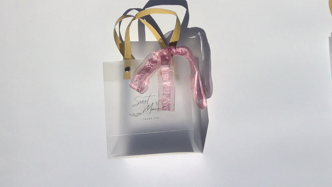 Frosted Nude Gift Bag with Bows - Small